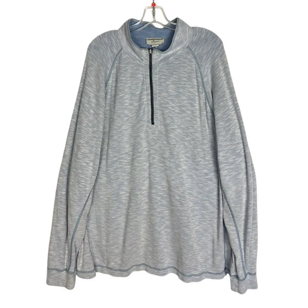 Tommy Bahama Barrier‎ Beach Sweatshirt Half Zip Reversible Mens XXL/TTG Blue
